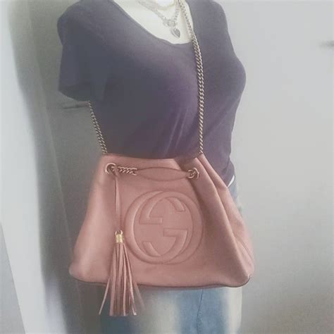 gucci soho nude pink|Gucci chain link handle crossbody shoulder tote leather bag, .